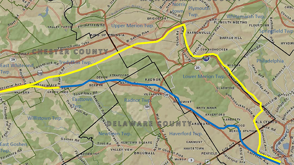 Carte montrant le droit de passage de transmission existant et proposé